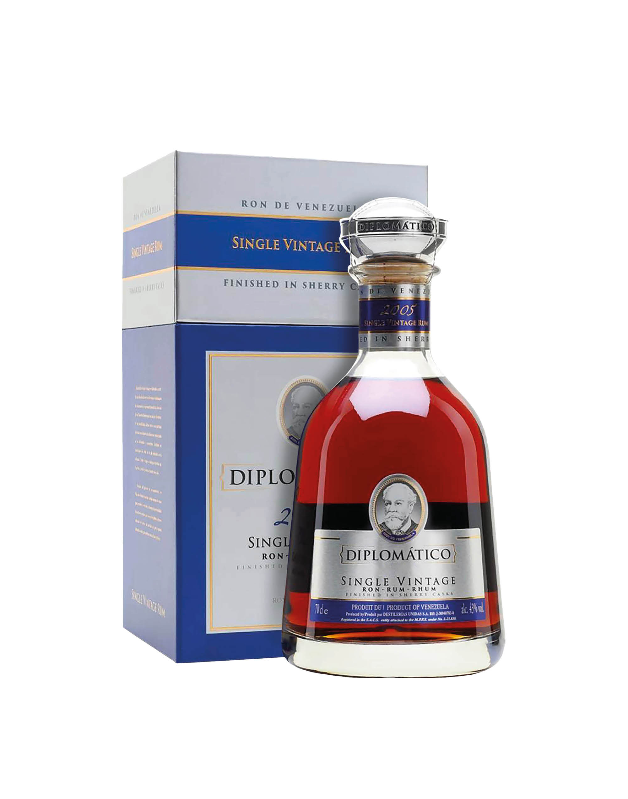 Ron de Venezuela DOC Single Vintage Rum 2007 Diplomatico Il Single Vintage è la scelta più raffinata per gli amanti del rum. Questa pregiata bevanda, disponibile solamente in edizione limitata, viene prodotta esclusivamente negli anni migliori.